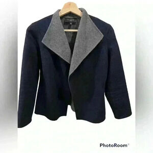 Talbots Navy with Grey lining wool front open jacket